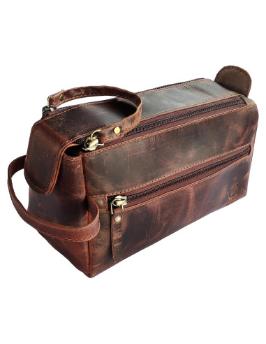 Bolsa de Aseo de Cuero Rustic Town 22x10x12.7cm Vintage
