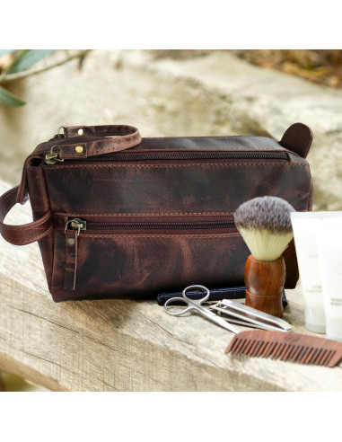 Bolsa de Aseo de Cuero Rustic Town 22x10x12.7cm Vintage