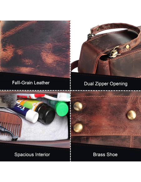 Bolsa de Aseo de Cuero Rustic Town 22x10x12.7cm Vintage