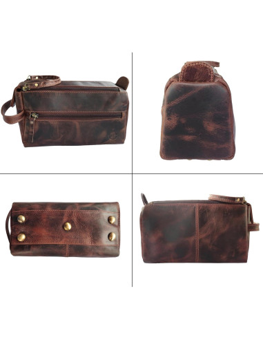 Bolsa de Aseo de Cuero Rustic Town 22x10x12.7cm Vintage