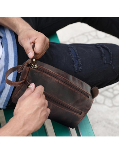 Bolsa de Aseo de Cuero Rustic Town 22x10x12.7cm Vintage