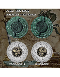 Juego de Dados Haxtec 7-en-1 Metal DND Verde Púrpura 2
