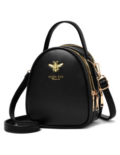 Bolso Cruzado Mujer WW02-1 Negro Cuero Sintético