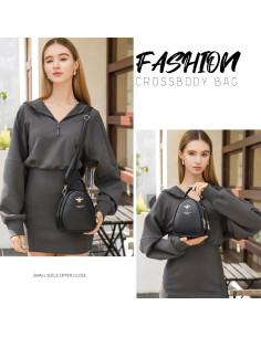 Bolso Cruzado Mujer WW02-1 Negro Cuero Sintético 2