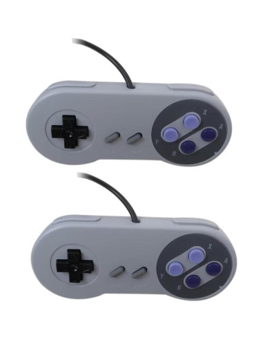 2 Controladores Gamepad con Cable AV para Nintendo SNES Gris