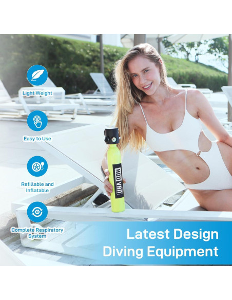 Mini tanque de buceo HOUVAN 0.5L con válvula de seguridad
