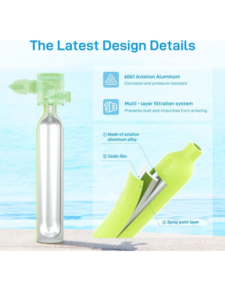 Mini tanque de buceo HOUVAN 0.5L con válvula de seguridad