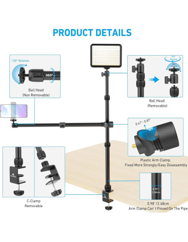 Soporte de cámara AILIGHT TS61 con brazo ajustable 33 cm-83 cm