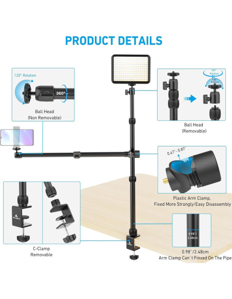 Soporte de cámara AILIGHT TS61 con brazo ajustable 33 cm-83 cm