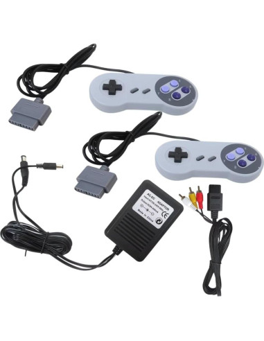 2 Controladores Gamepad con Cable AV para Nintendo SNES Gris