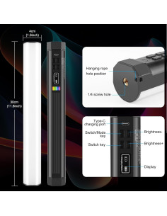 Luz LED PULUZ 30.99cm RGB Portátil con Efectos 2