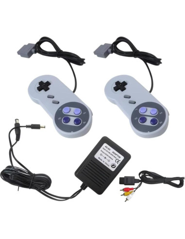 2 Controladores Gamepad con Cable AV para Nintendo SNES Gris