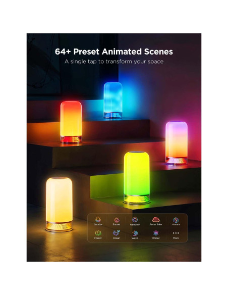 Lámpara de Mesa Inteligente Govee RGBIC 2 LED 64 Modos