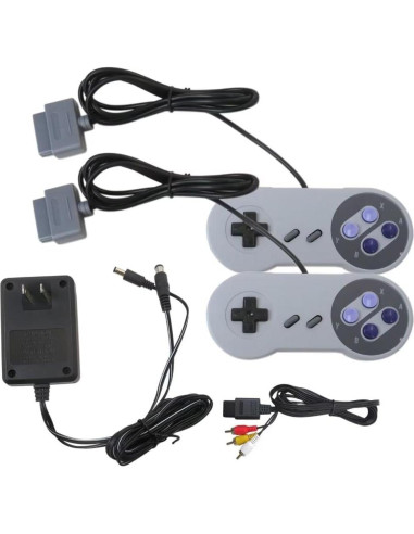 2 Controladores Gamepad con Cable AV para Nintendo SNES Gris