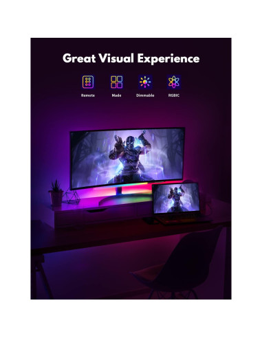 Barra de Luz RGB JUSJUBR 30.48 cm Control Remoto USB