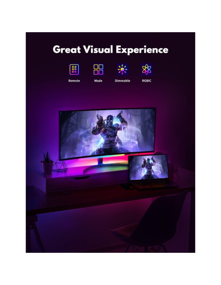 Barra de Luz RGB JUSJUBR 30.48 cm Control Remoto USB
