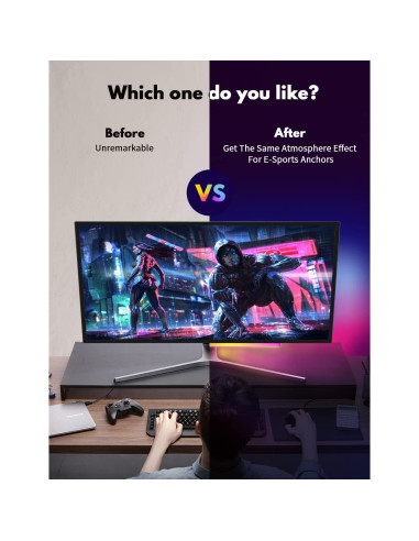 Barra de Luz RGB JUSJUBR 30.48 cm Control Remoto USB