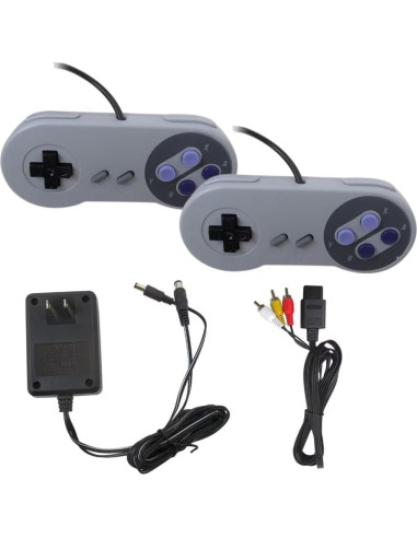 2 Controladores Gamepad con Cable AV para Nintendo SNES Gris