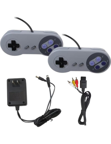 2 Controladores Gamepad con Cable AV para Nintendo SNES Gris