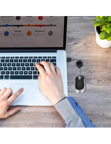 Ratón Mini USB C Retráctil Gong Fang Hua 1600 DPI Negro