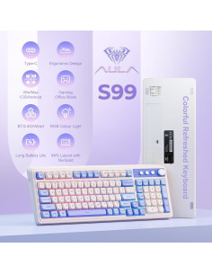 Teclado AULA S99 Inalámbrico RGB 96% con Numpad Púrpura 2