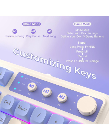 Teclado AULA S99 Inalámbrico RGB 96% con Numpad Púrpura