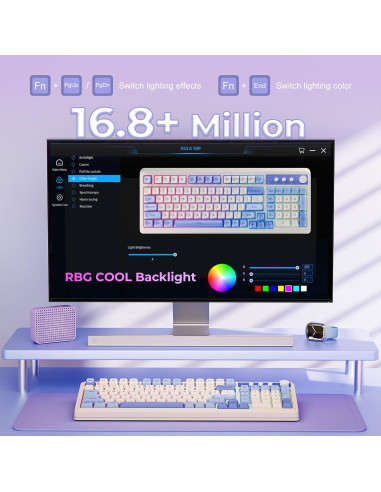 Teclado AULA S99 Inalámbrico RGB 96% con Numpad Púrpura