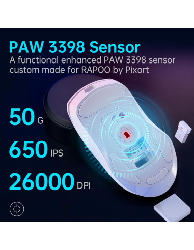 Ratón Gaming Inalámbrico Rapoo VT9Pro 26000 DPI Blanco