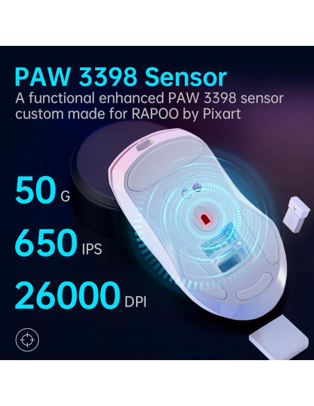 Ratón Gaming Inalámbrico Rapoo VT9Pro 26000 DPI Blanco