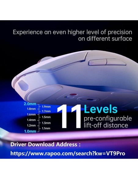Ratón Gaming Inalámbrico Rapoo VT9Pro 26000 DPI Blanco