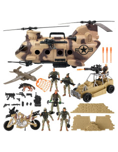 Juego Militar 26 Piezas Helicóptero y Soldados Liberty