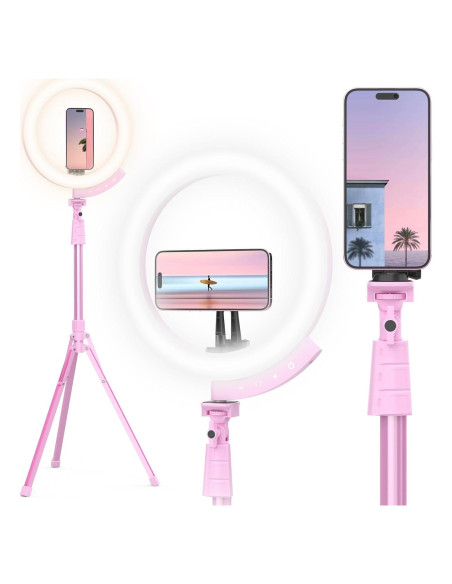 Anillo de Luz LED UBeesize 30.48 cm con Trípode 157.48 cm Rosa Anillo de Luz LED UBeesize 30.48 cm con Trípode 157.48 cm Rosa