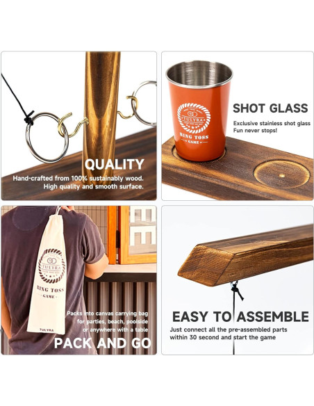 Juego de Lanzamiento de Anillos Tulyra XL con Vaso de Acero Juego de Lanzamiento de Anillos Tulyra XL con Vaso de Acero