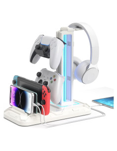 Soporte para Auriculares KDD KDD-766W con Carga USB y Luz