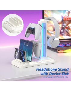 Soporte para Auriculares KDD KDD-766W con Carga USB y Luz 2