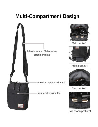 Bolso Cruzado Pequeño para Hombres - Bandolera 19x14 cm