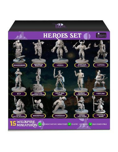 15 Miniaturas de Fantasía Sin Pintar D&D 28-32mm Wildspire
