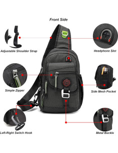 Bolsa de Hombro NICGID Mochila Cruzada 21x10x30cm Negra 2