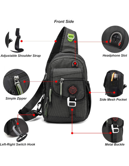 Bolsa de Hombro NICGID Mochila Cruzada 21x10x30cm Negra