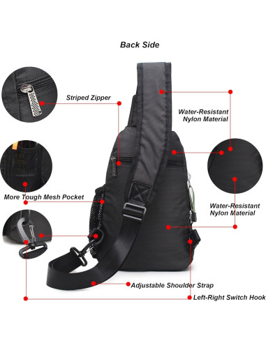 Bolsa de Hombro NICGID Mochila Cruzada 21x10x30cm Negra