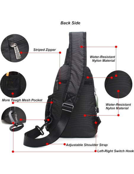 Bolsa de Hombro NICGID Mochila Cruzada 21x10x30cm Negra