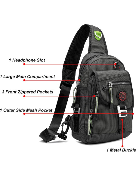 Bolsa de Hombro NICGID Mochila Cruzada 21x10x30cm Negra