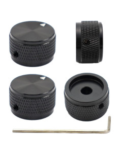 Perillas de Control de Potenciómetro Samherome 4 Unidades Aluminio Negro