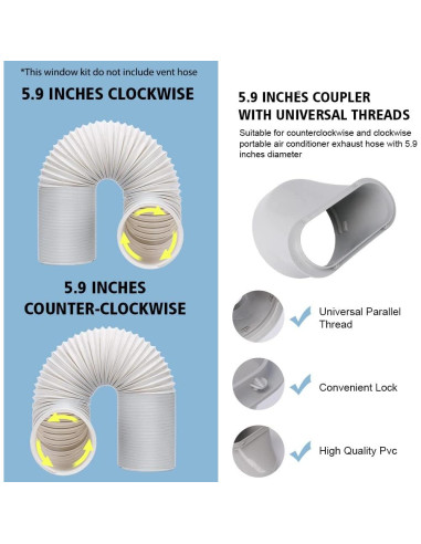 Kit de Ventana para Aire Acondicionado UNAOIWN 5.9" PVC