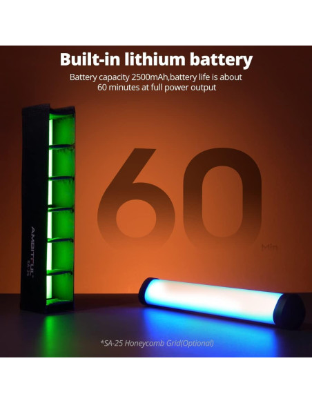 AMBITFUL A2 Luz Tubo RGB 2500K-8500K 29 Efectos