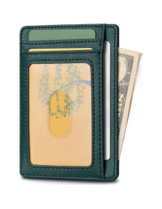 Cartera delgada de cuero Buffway con bloqueo RFID unisex 2