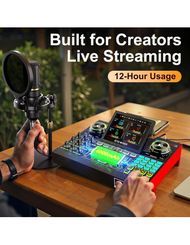 Mezclador de Audio G10 con Efectos y Reducción de Ruido