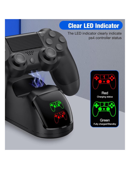 Estación de Carga PS4 NinJoyGo Carga Rápida Dual 1.8H