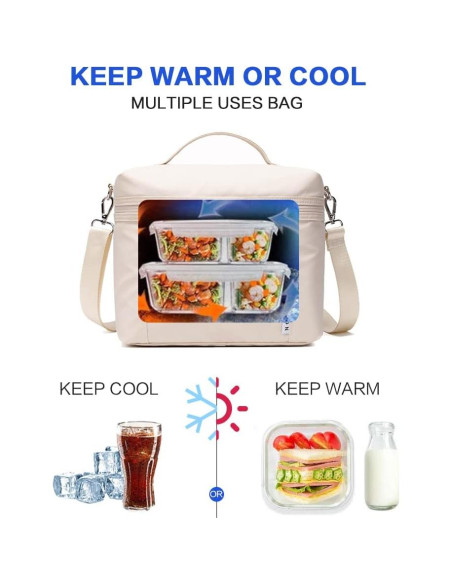 Bolsa de Almuerzo Aislada NOL Crema Mediana 8L Impermeable