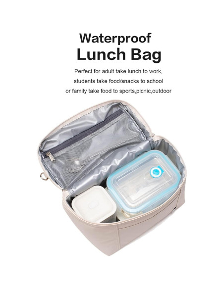 Bolsa de Almuerzo Aislada NOL Crema Mediana 8L Impermeable